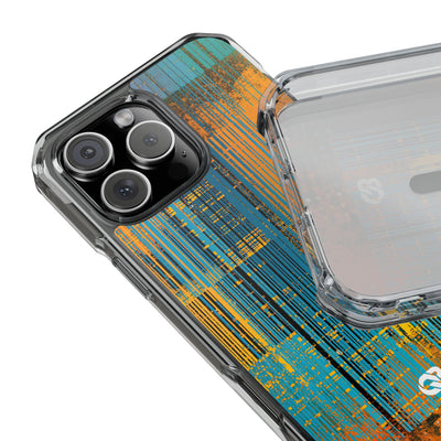 Cyber Glitch Stream · Clear Impact Magnetic Phone Case for iPhone · Teal