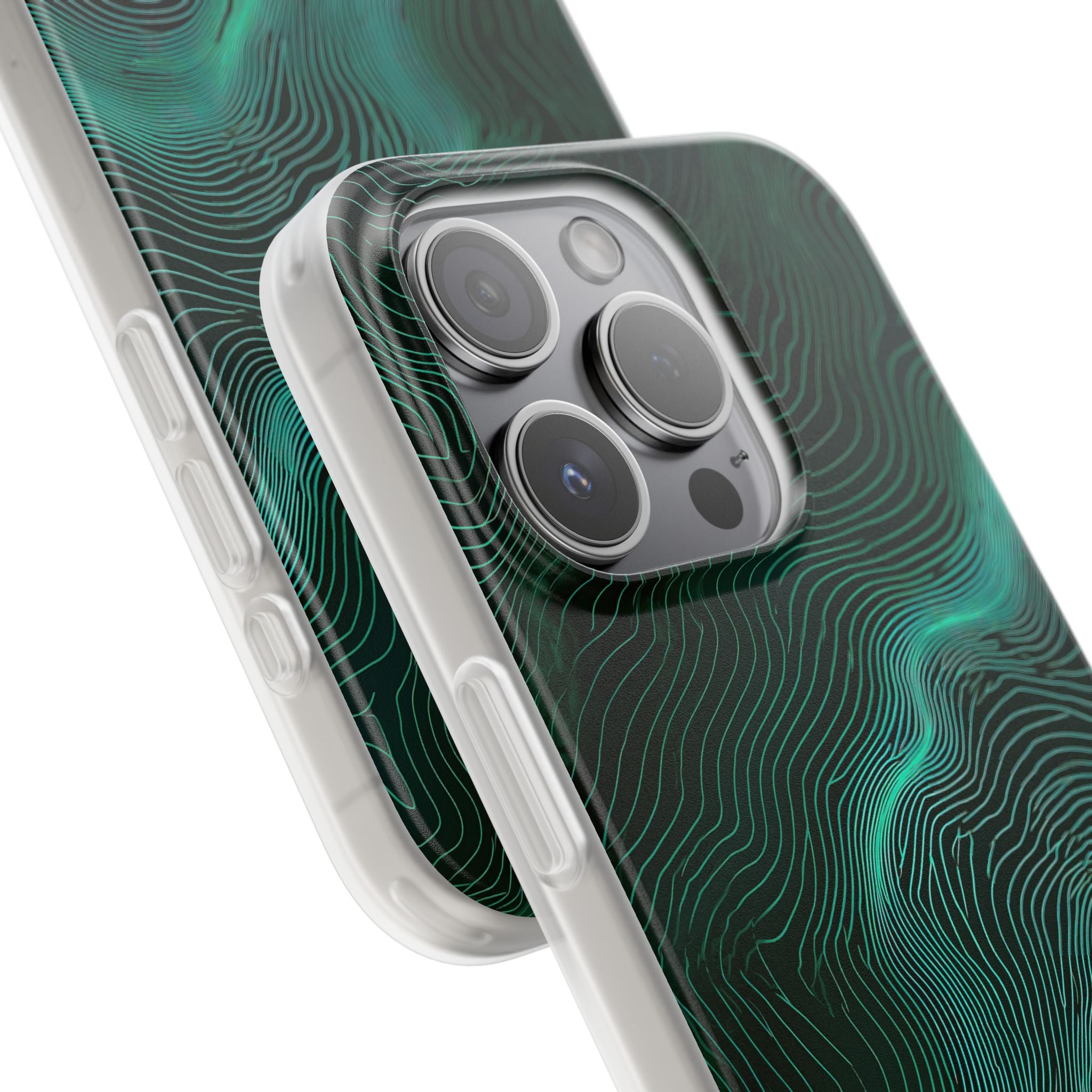 Teal Lite Phone Case for iPhone - Neon Jade Contour