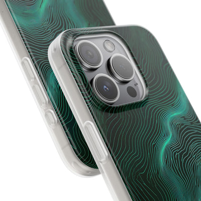 Teal Lite Phone Case for iPhone - Neon Jade Contour