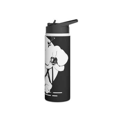 Nocturne Orchid Bloom · Insulated Water Bottle · Black