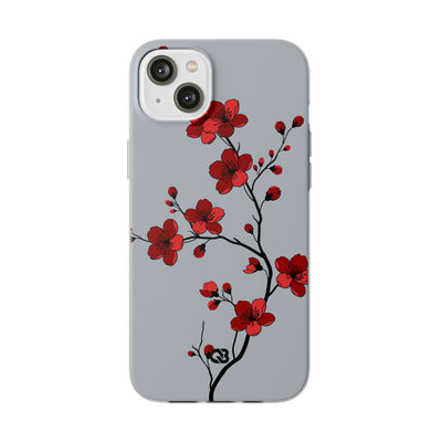 Grey Lite Phone Case for iPhone - Crimson Blossom Onyx