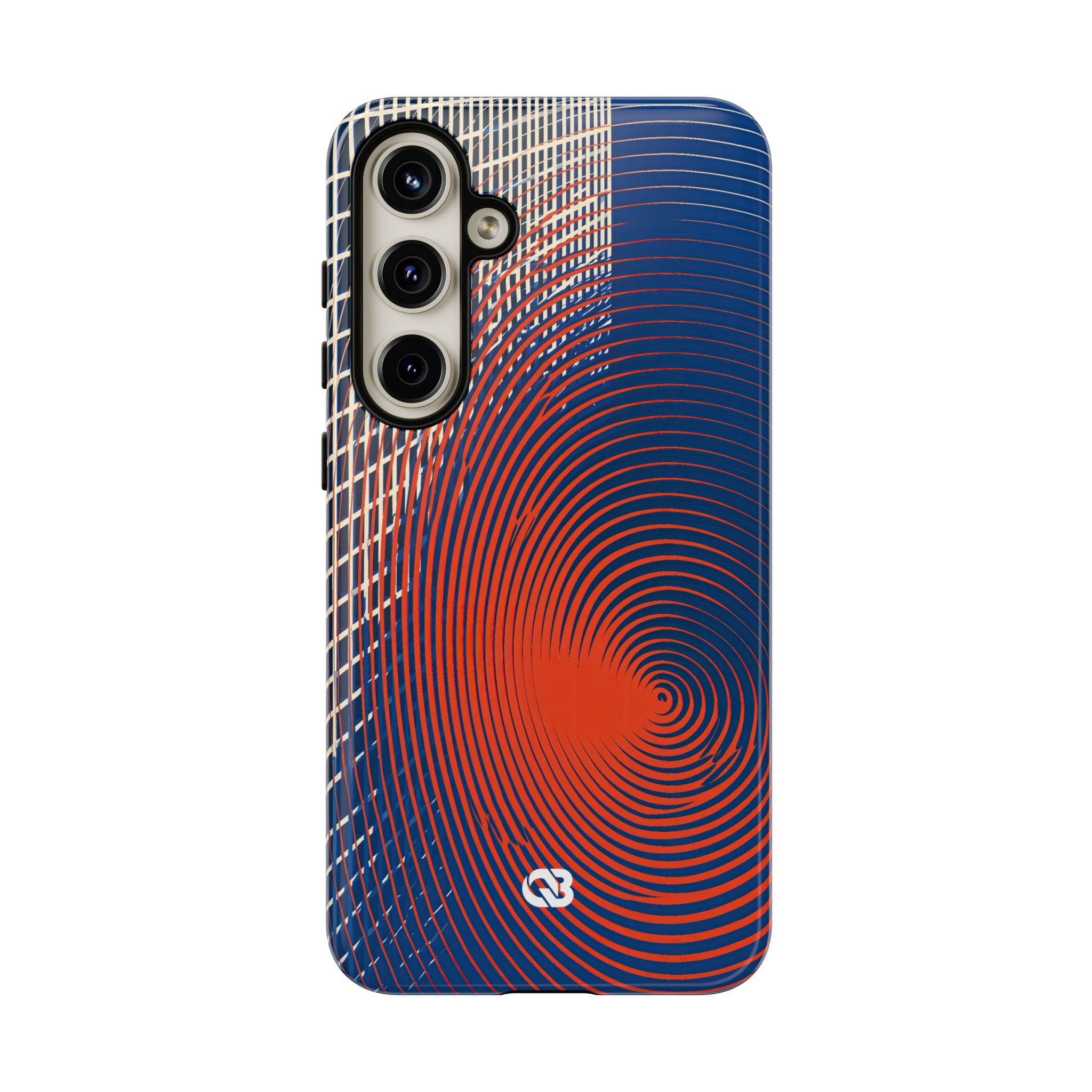 Blue Tough Phone Case for Samsung - Orange Orbit Grid