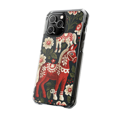 Nordic Dala Meadow · Clear Impact Magnetic Phone Case for iPhone · Red