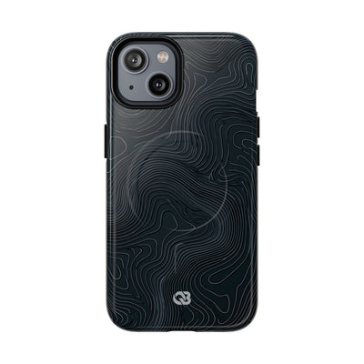 Black Tough 2.0 Magsafe Phone Case for iPhone - Obsidian Ridge Topo