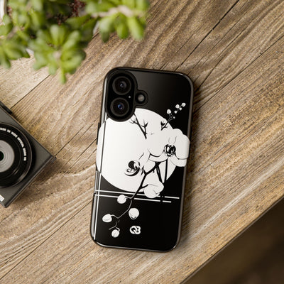 Black Tough Phone Case for iPhone - Lunar Orchid Grid
