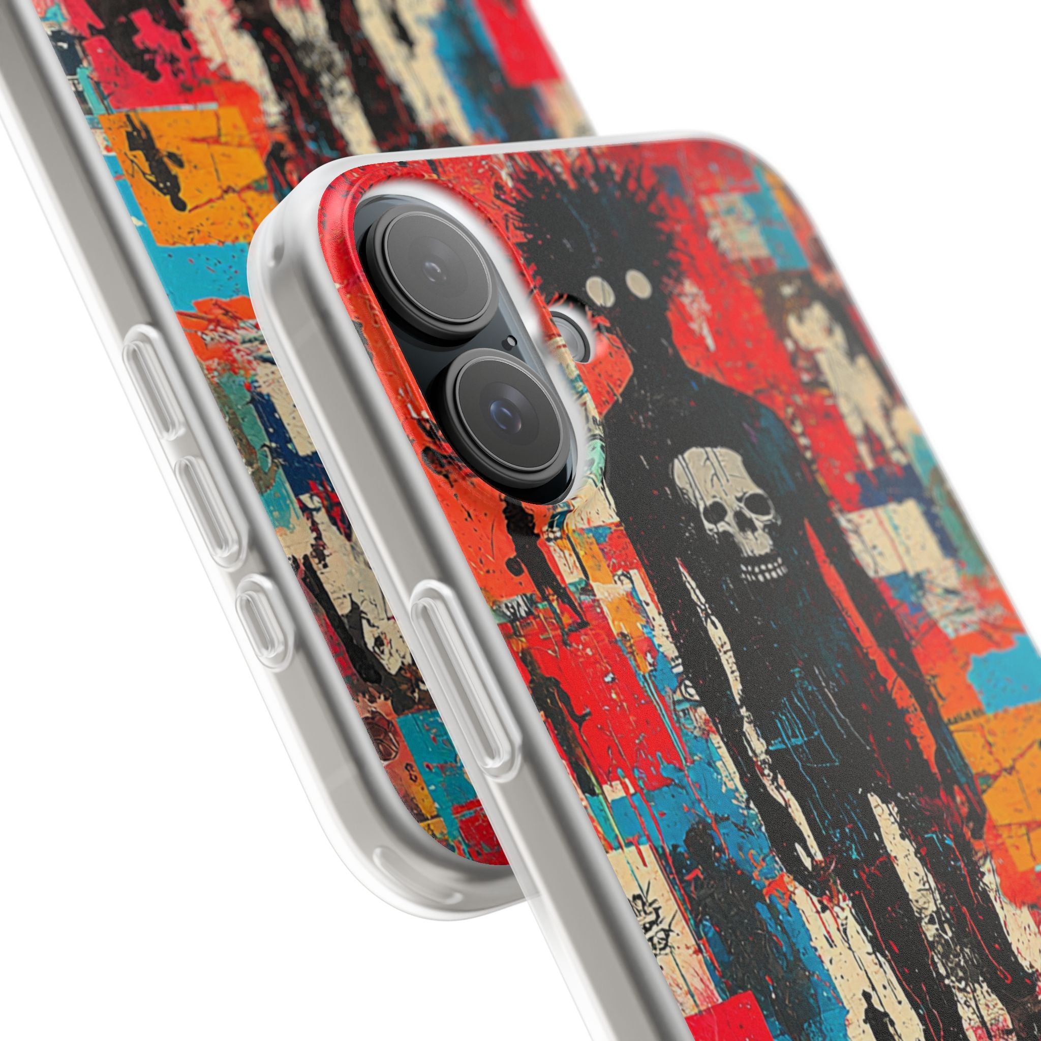 Spiky Skull Silhouette iPhone 16 Plus Case - Soft