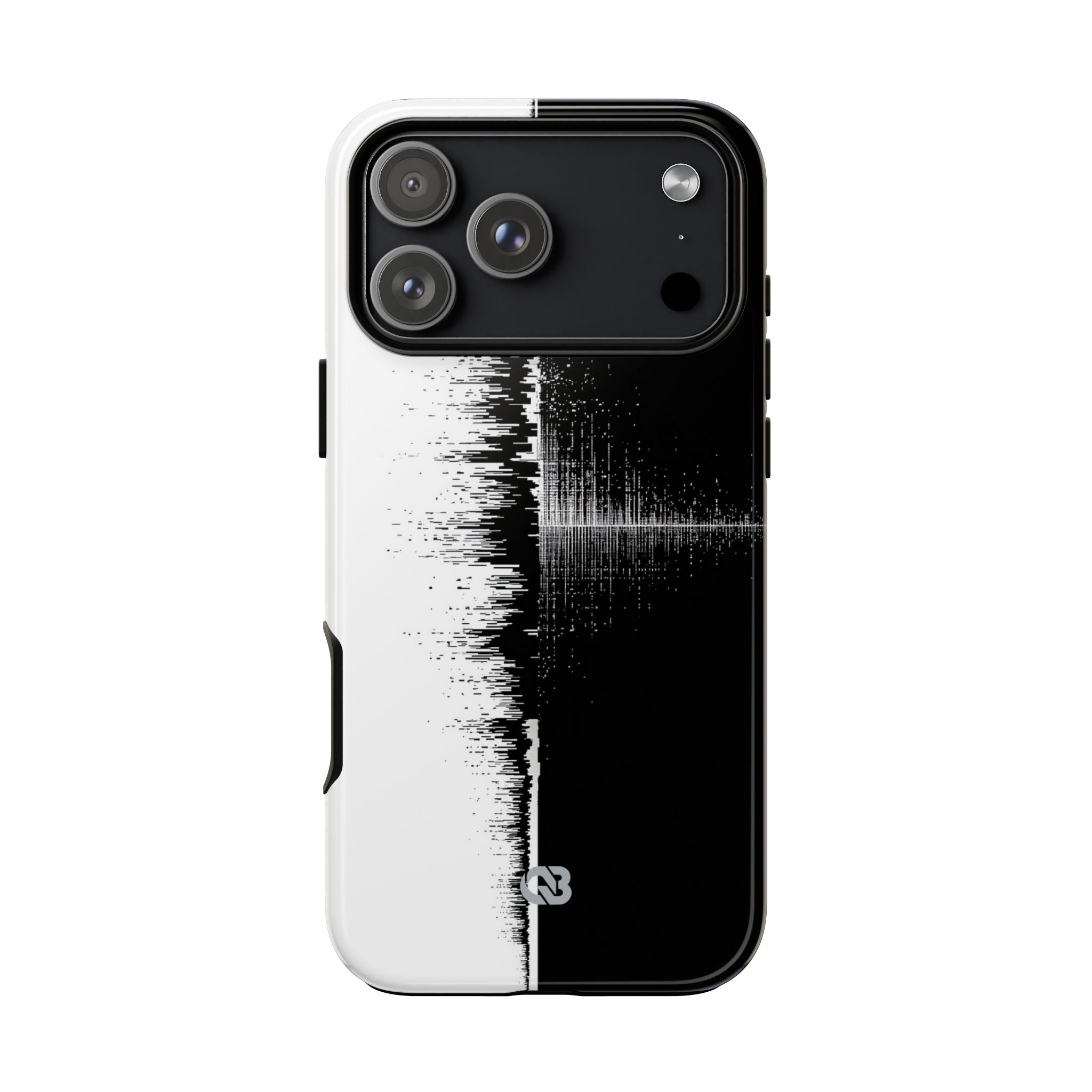 Black Tough Phone Case for iPhone - Static Signal Split