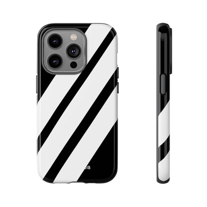 Diagonal Bands Noir iPhone 14 Pro Case - Tough