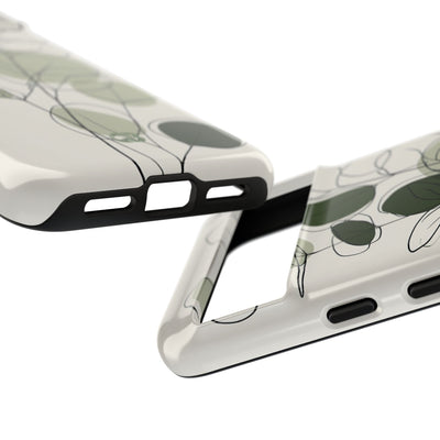Green Tough Phone Case for Google Pixel - Muted Eucalyptus Sketch