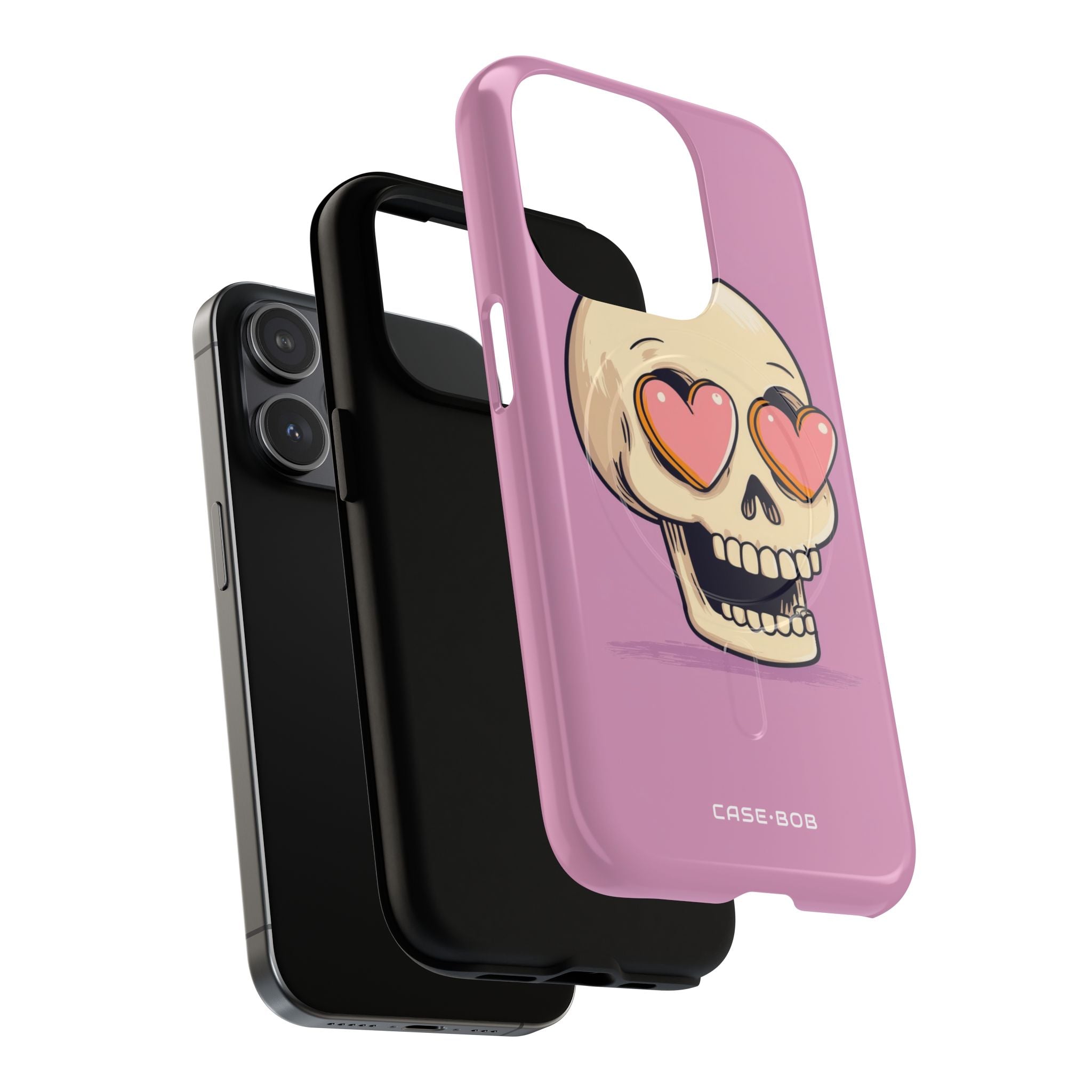 Heart Eyed Skull iPhone 15 Pro Case - Tough+