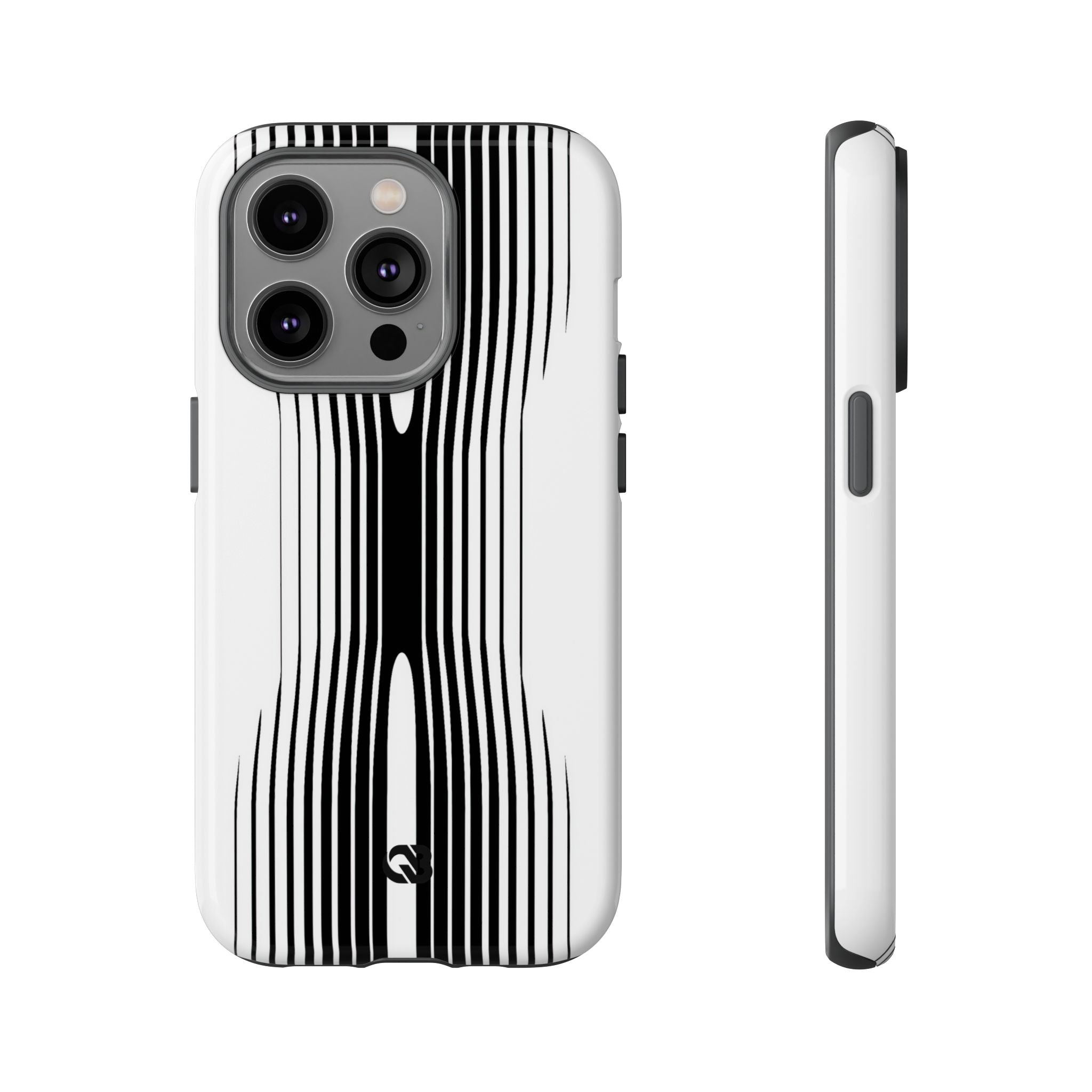 White Tough Phone Case for iPhone - Kinetic Mono Distortion