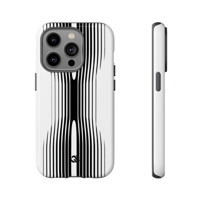 White Tough Phone Case for iPhone - Kinetic Mono Distortion