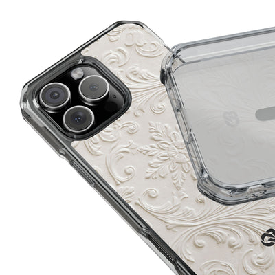 Ivory Baroque Relief · Clear Impact Magnetic Phone Case for iPhone ·  White