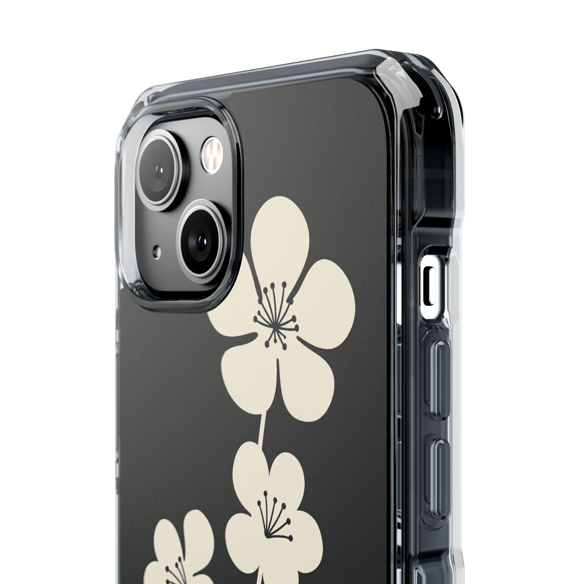 Black Impact MagSafe Phone Case for iPhone - Obsidian Cream Bloom
