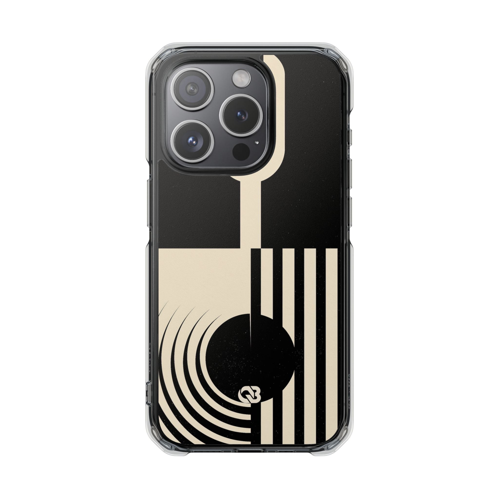 Black Impact MagSafe Phone Case for iPhone - Ivory Signal Grid