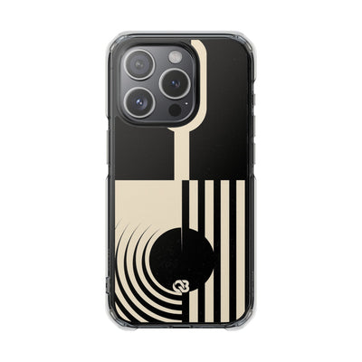 Black Impact MagSafe Phone Case for iPhone - Ivory Signal Grid