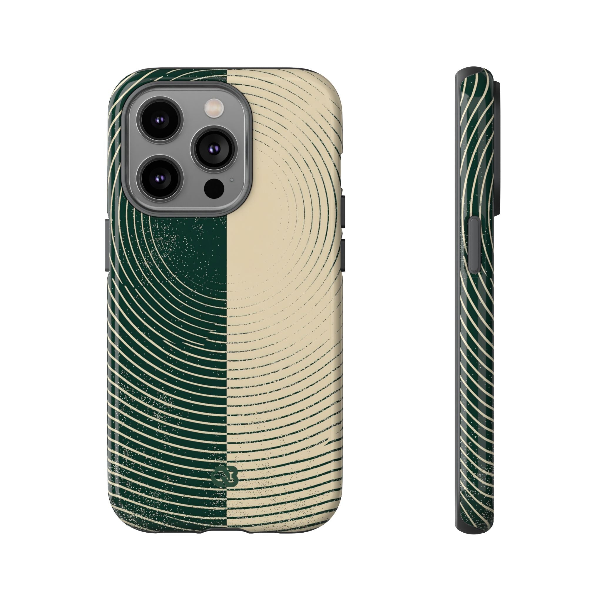 Green Tough Phone Case for iPhone - Evergreen Split Grain