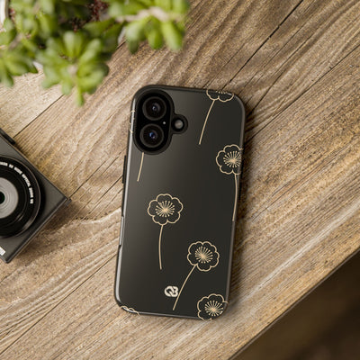 Black Tough Phone Case for iPhone - Obsidian Sand Petals