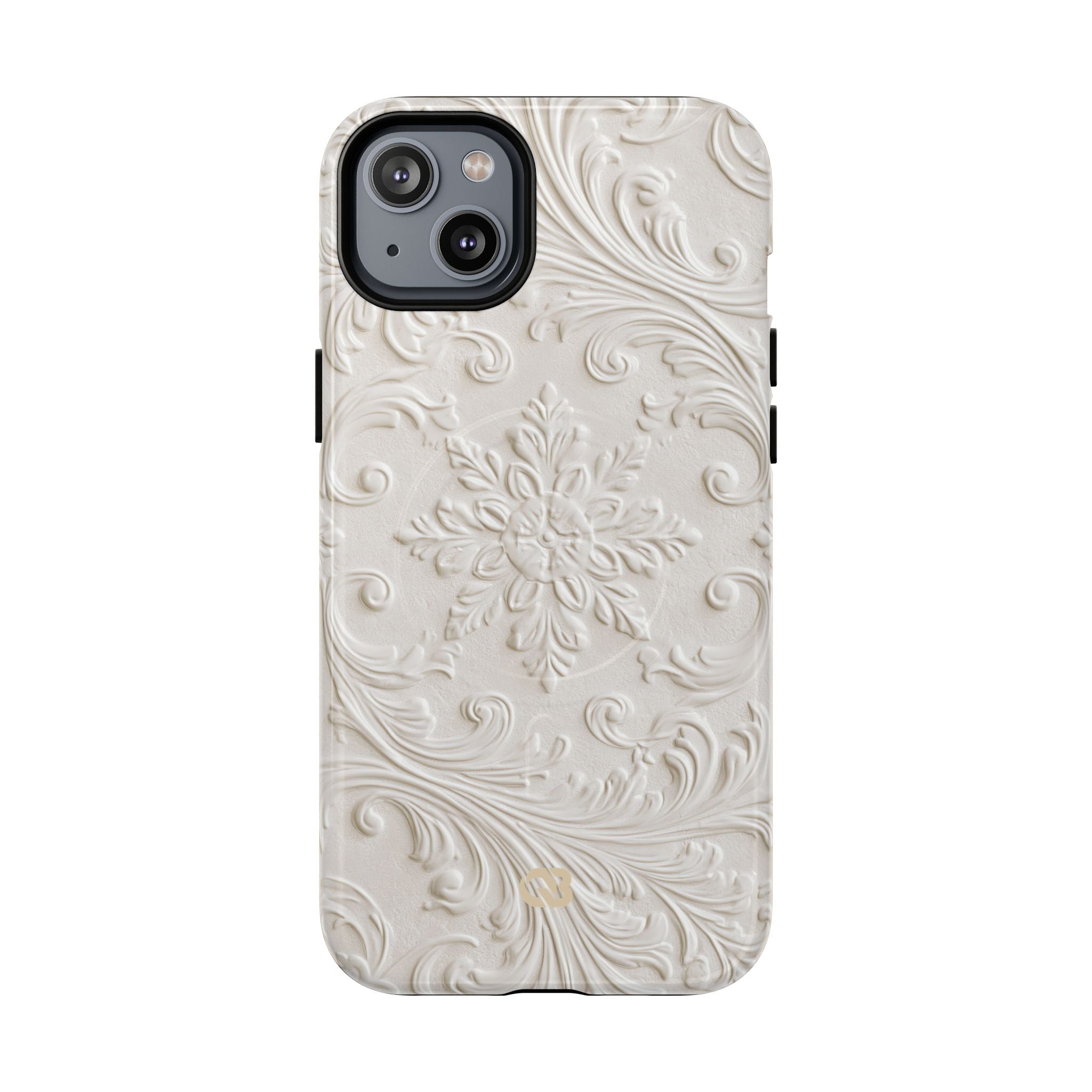 White Tough 2.0 Magsafe Phone Case for iPhone - Alabaster Floral Relief