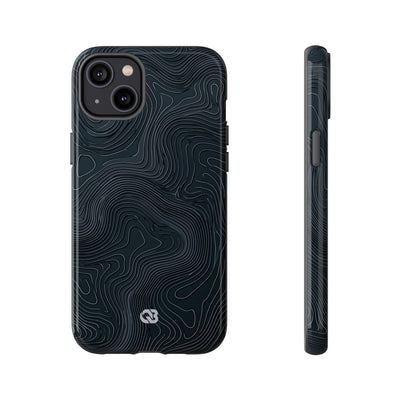 Black Tough Phone Case for iPhone - Obsidian Ridge Topo