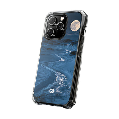 Arctic Moon Drift · Clear Impact Magnetic Phone Case for iPhone · Blue