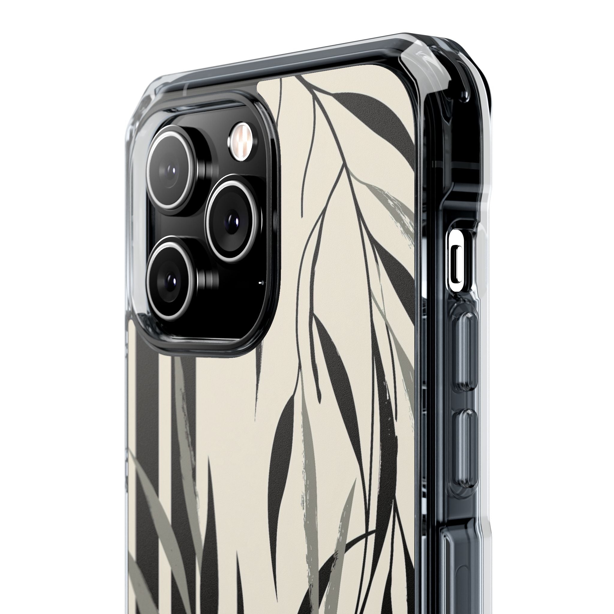 Beige Impact MagSafe Phone Case for iPhone - Soot Leaf Sketch