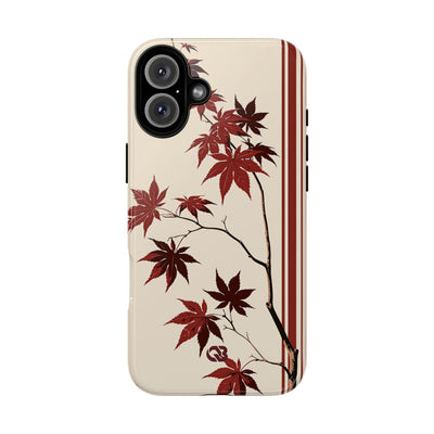 Red Tough Phone Case for iPhone - Crimson Momiji Stripe