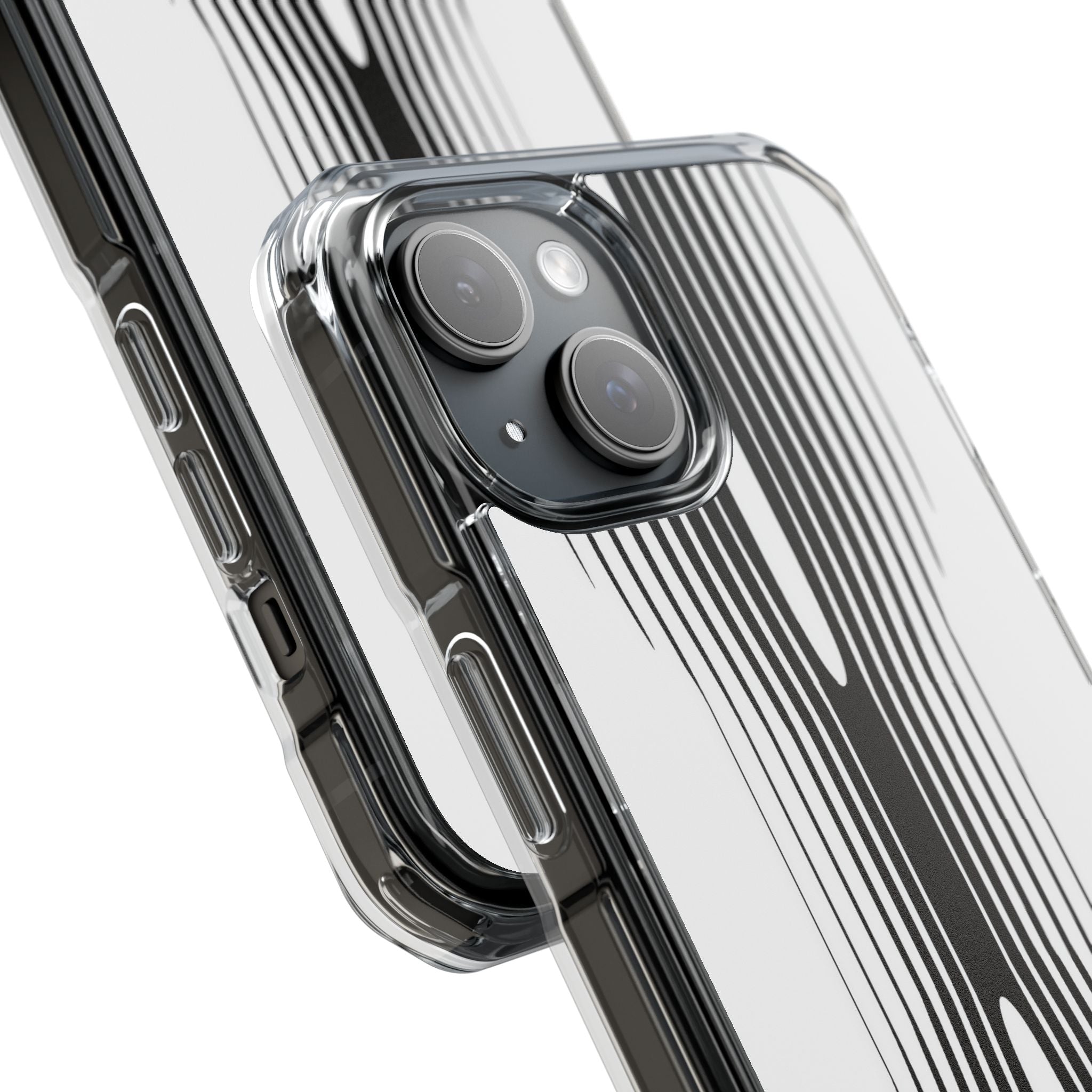 White Impact MagSafe Phone Case for iPhone - Kinetic Mono Distortion