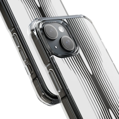 White Impact MagSafe Phone Case for iPhone - Kinetic Mono Distortion