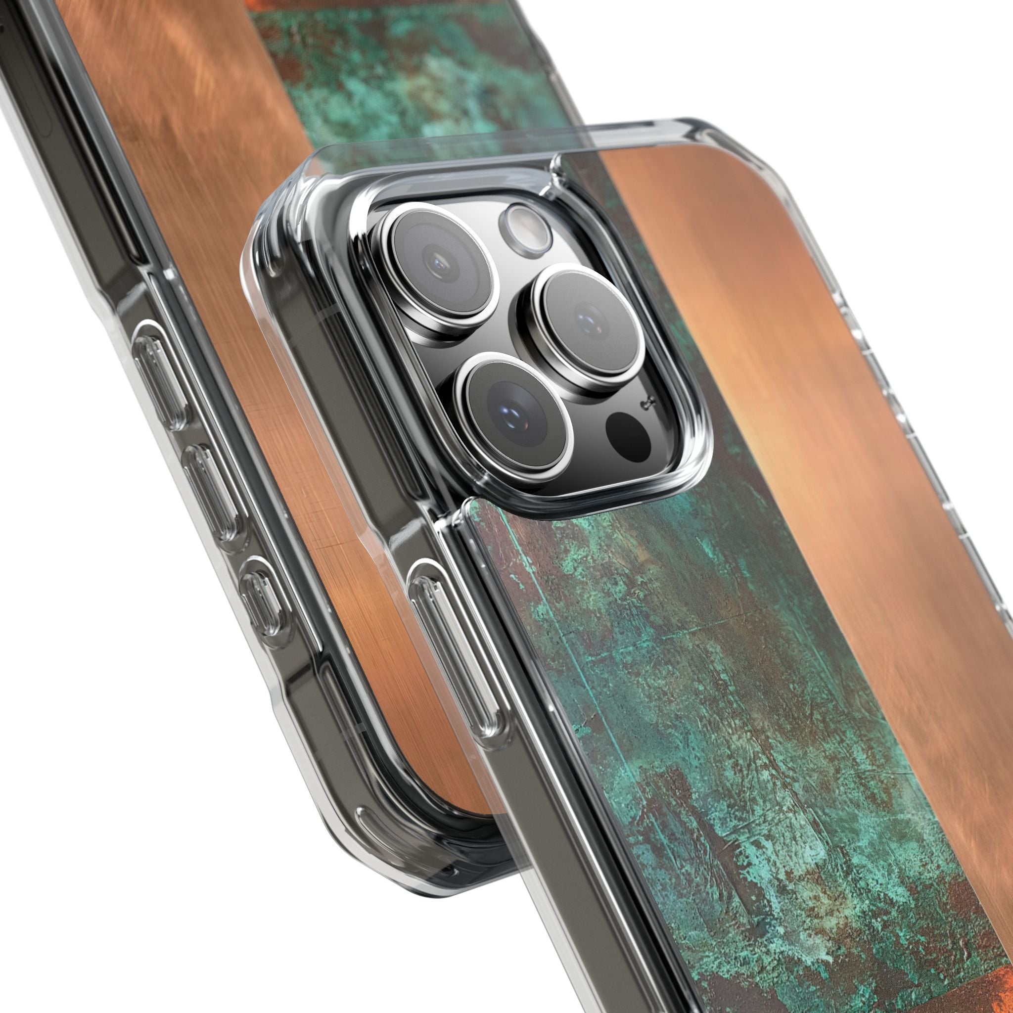 Teal Impact MagSafe Phone Case for iPhone - Verdigris Copper Slab