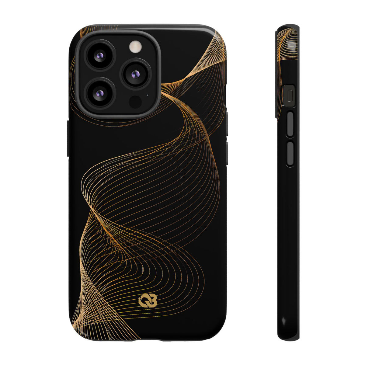 Golden Contour Flow · Tough Phone Case for iPhone · Black