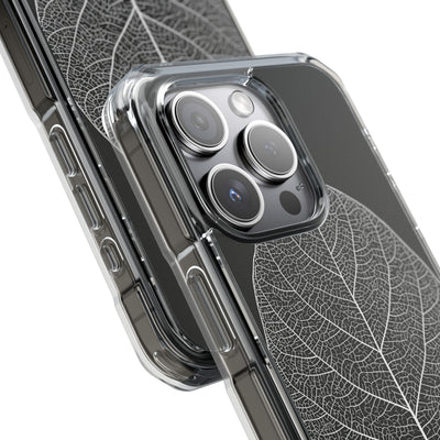 Black Impact MagSafe Phone Case for iPhone - Bleached Leaf Lattice