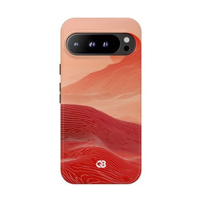 Red Tough Phone Case for Google Pixel - Crimson Ridge Lines