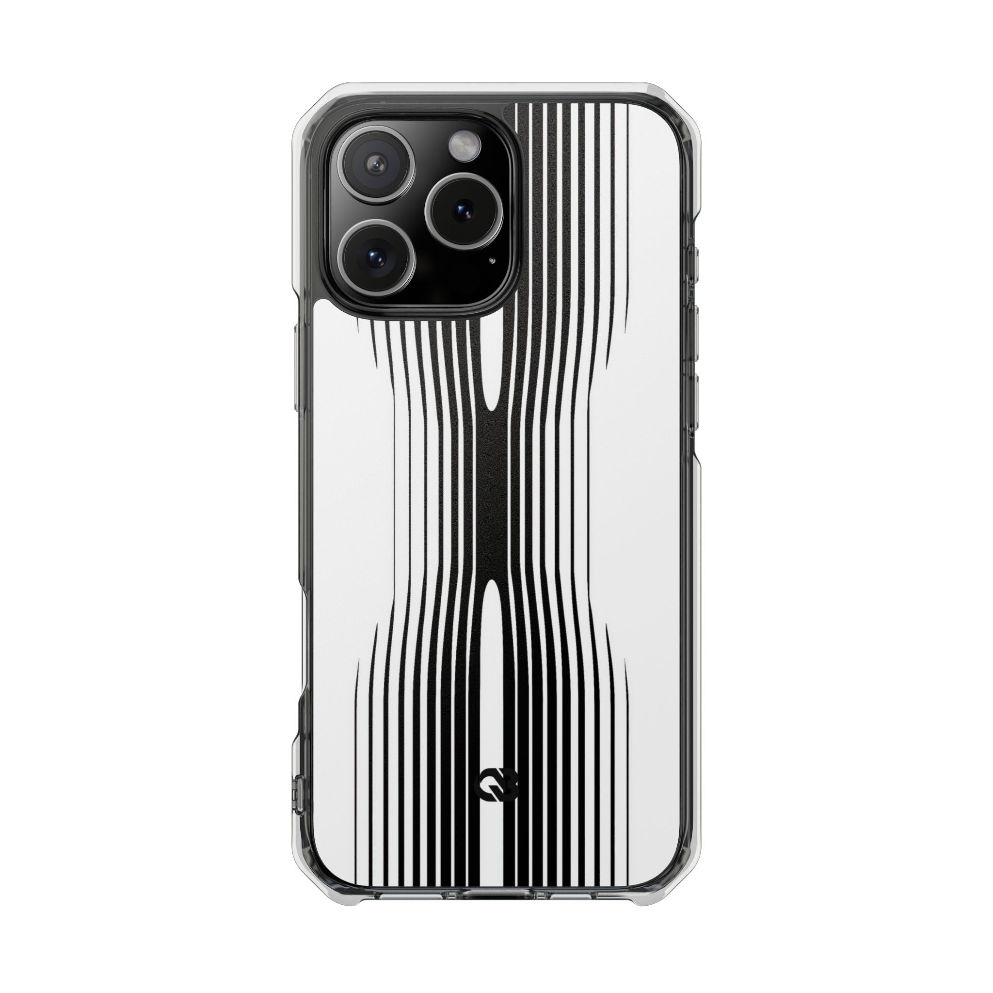 White Impact MagSafe Phone Case for iPhone - Kinetic Mono Distortion