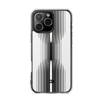 White Impact MagSafe Phone Case for iPhone - Kinetic Mono Distortion