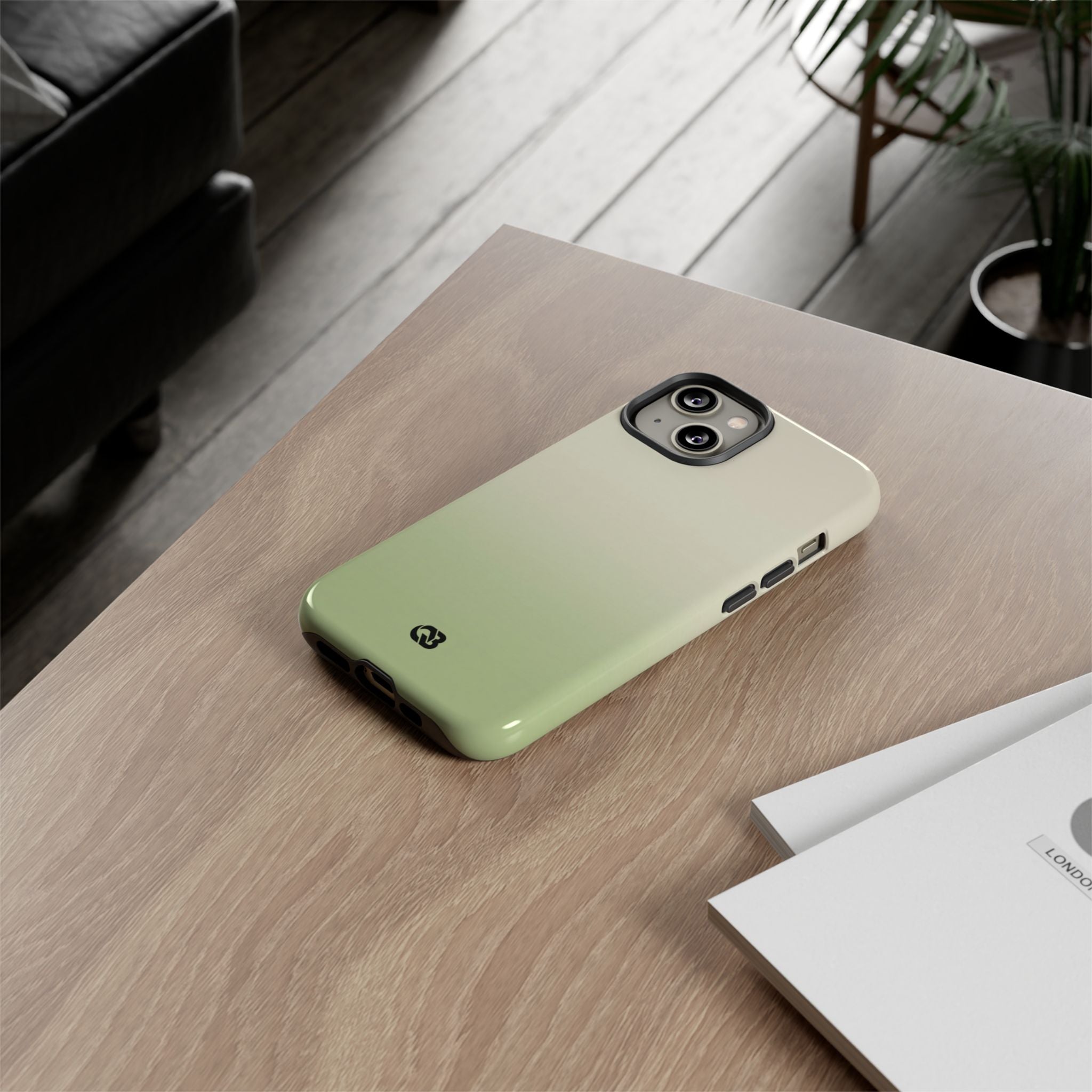Green Tough Phone Case for iPhone - Bone Sage Fade