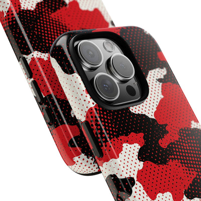 Crimson Halftone Camo · Tough Phone Case for iPhone · Red