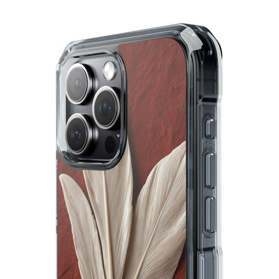 Carved Ivory Plume · Clear Impact Magnetic Phone Case for iPhone · Red