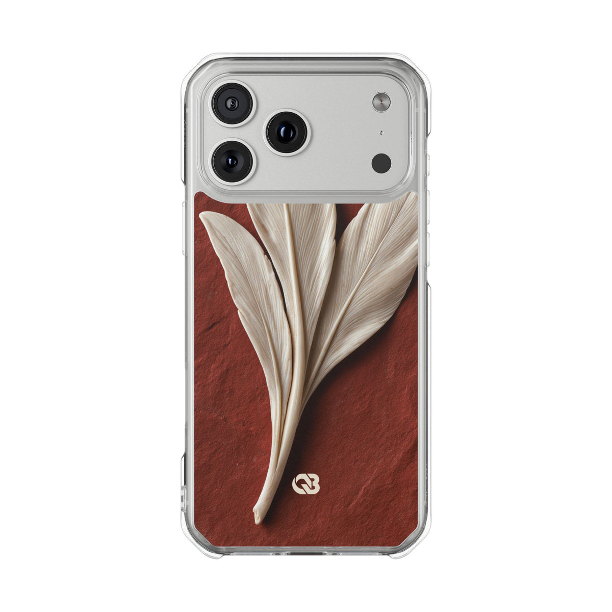 Carved Ivory Plume · Clear Impact Magnetic Phone Case for iPhone · Red