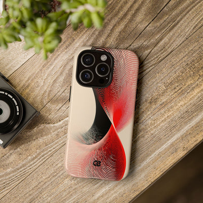 Red Tough Phone Case for iPhone - Crimson Grid Vortex