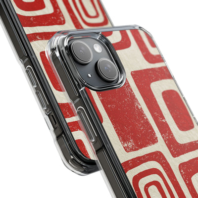 Vermilion Block Motif · Clear Impact Magnetic Phone Case for iPhone · Red
