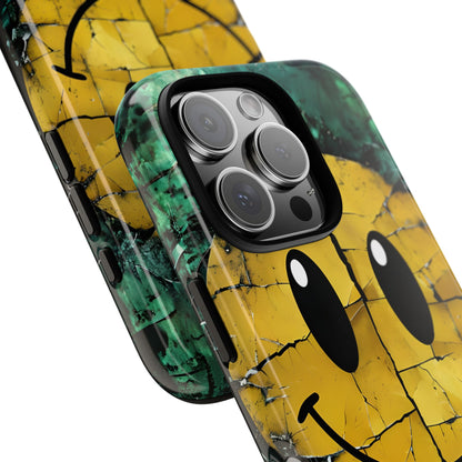 Cracked Smiley iPhone 16 Pro Case - Tough