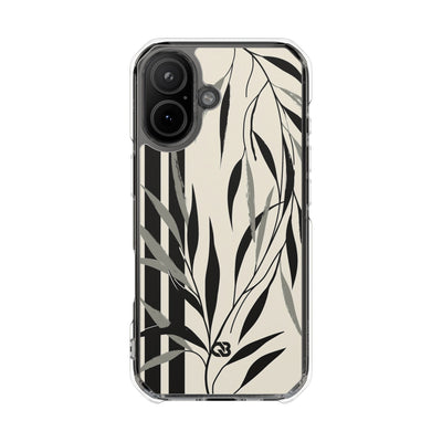 Beige Impact MagSafe Phone Case for iPhone - Soot Leaf Sketch
