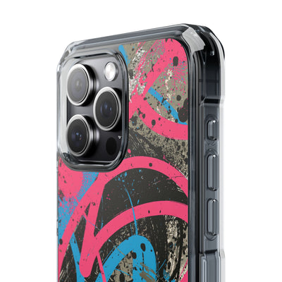 Cyber Splatter Flow · Clear Impact Magnetic Phone Case for iPhone · Pink