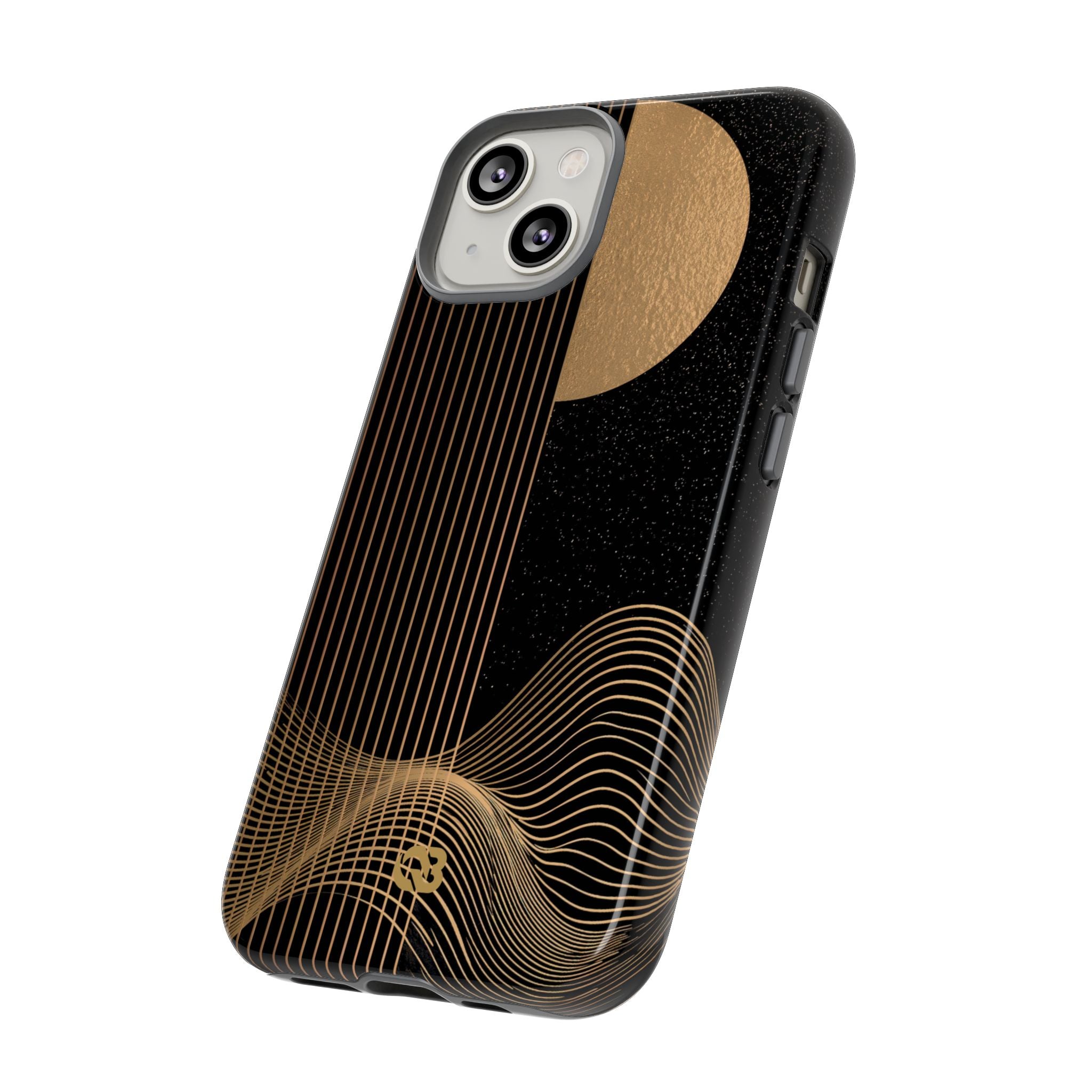 Gold Tough Phone Case for iPhone - Gilded Obsidian Dunes