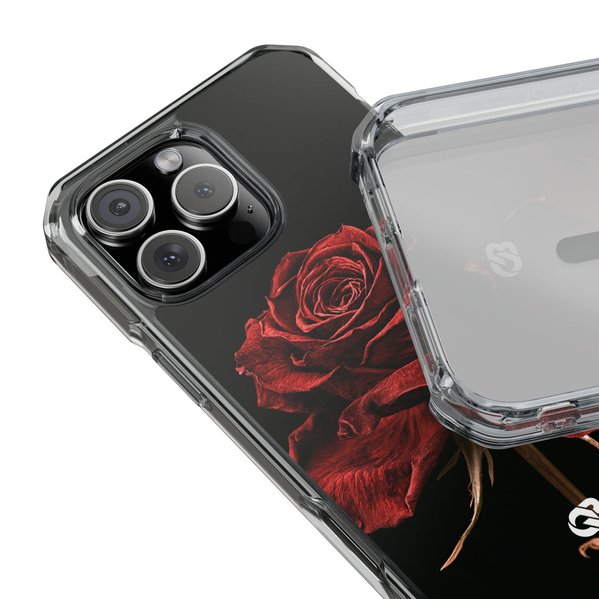 Crimson Noir Rose · Clear Impact Magnetic Phone Case for iPhone ·  Black
