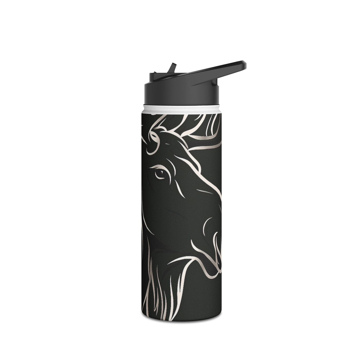 Nordic Moose Contour · Insulated Water Bottle · Black