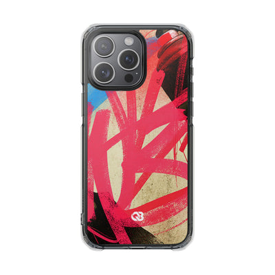 Neon Spray Tag · Clear Impact Magnetic Phone Case for iPhone · Pink
