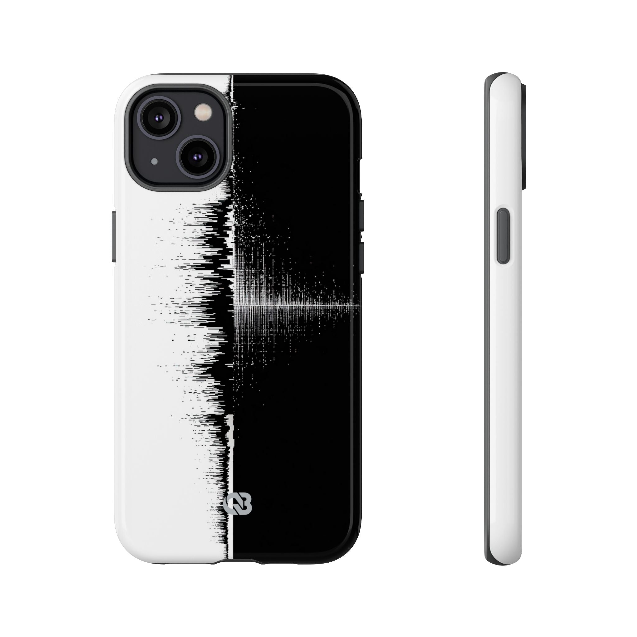 Black Tough Phone Case for iPhone - Static Signal Split