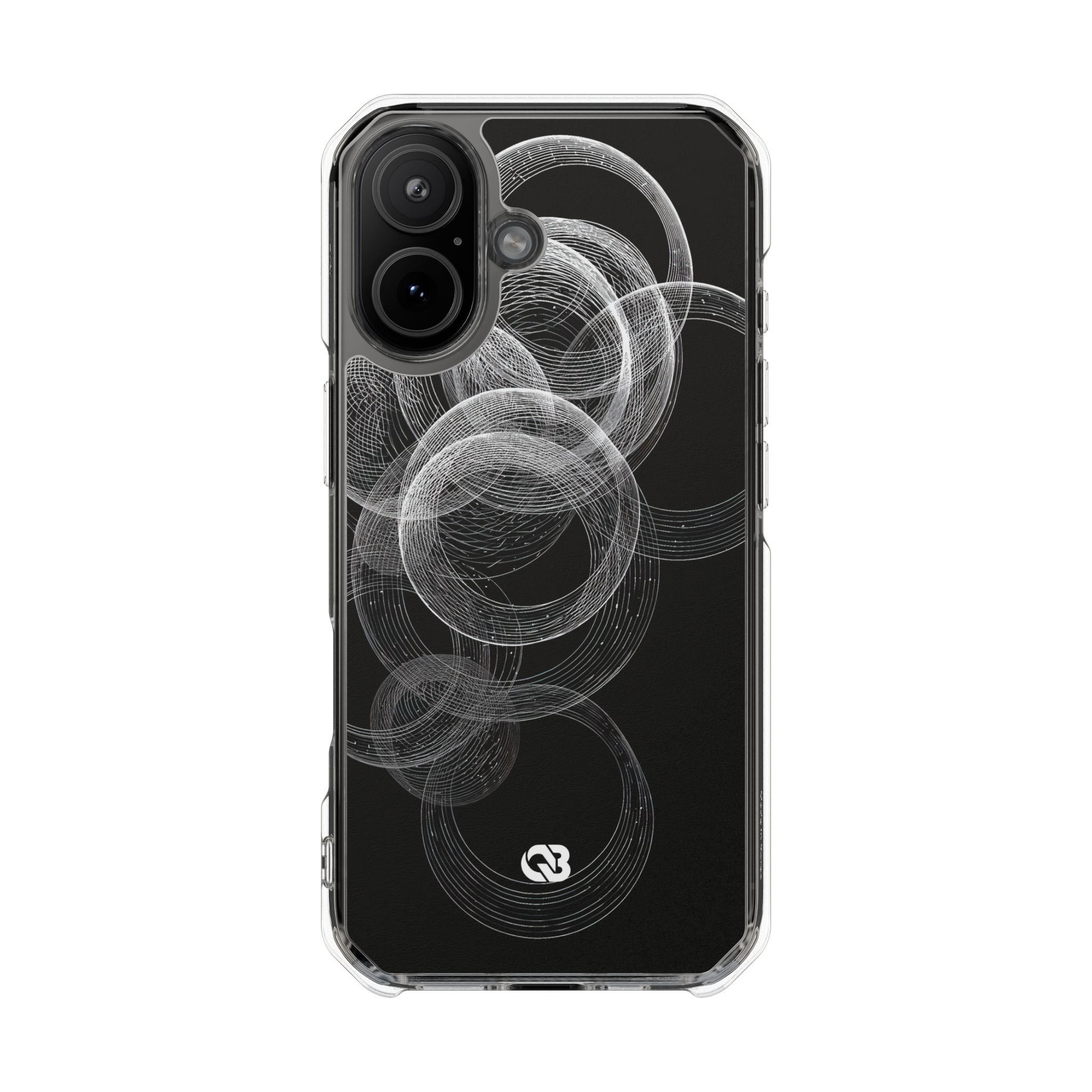 Black Impact MagSafe Phone Case for iPhone - Kinetic Wireframe Orbit